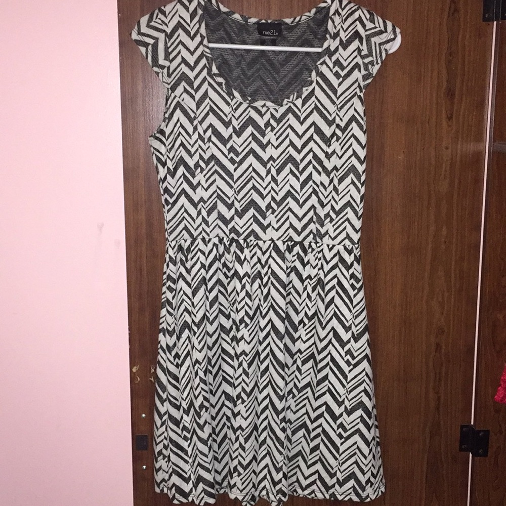 Black and white chevron dress